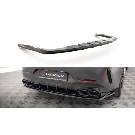 Maxton Design-Central Arriere Splitter (avec une barre verticale) Mercedes-AMG GT 63S 4-Door Coupe Aero 