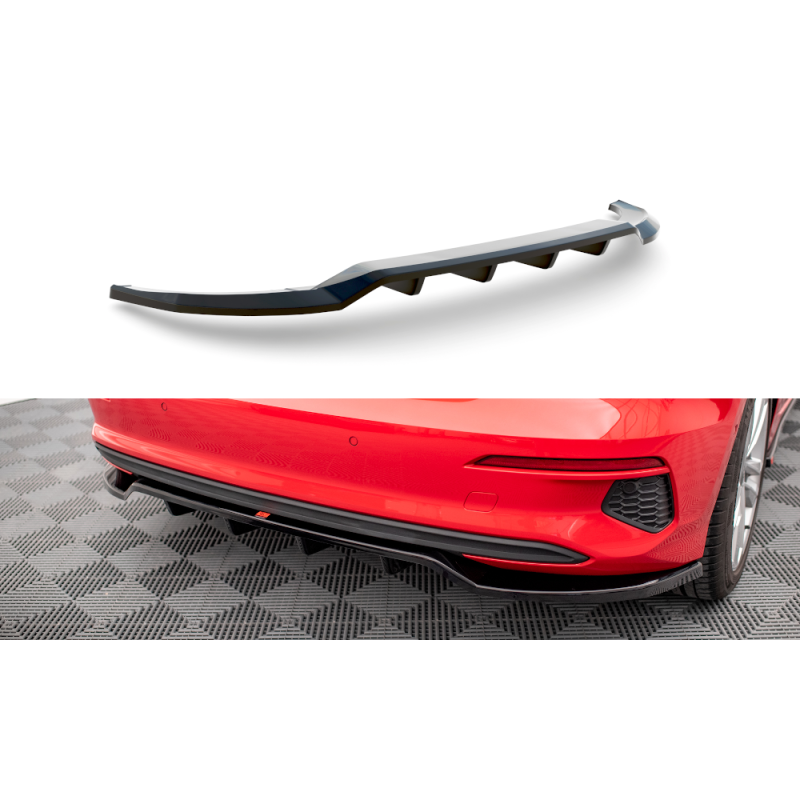 Maxton Design-Central Arriere Splitter (avec une barre verticale) Audi A3 Sportback 8Y 