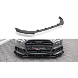 Maxton Design-Street Pro Lame Du Pare-Chocs Avant V.1 + Flaps Audi S3 / A3 S-Line Sportback 8V Facelift 