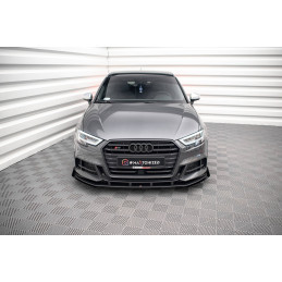 Maxton Design-Street Pro Lame Du Pare-Chocs Avant V.1 + Flaps Audi S3 / A3 S-Line Sportback 8V Facelift 