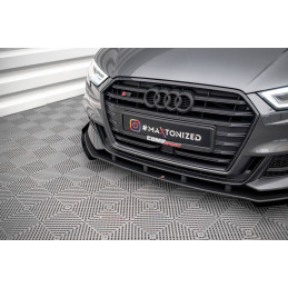Maxton Design-Street Pro Lame Du Pare-Chocs Avant V.1 + Flaps Audi S3 / A3 S-Line Sportback 8V Facelift 
