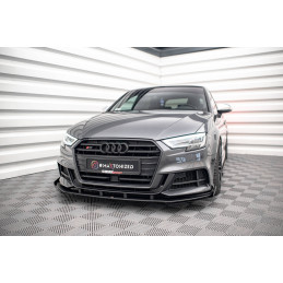 Maxton Design-Street Pro Lame Du Pare-Chocs Avant V.1 + Flaps Audi S3 / A3 S-Line Sportback 8V Facelift 