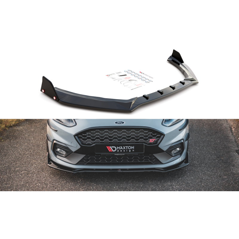 Maxton Design-Lame Du Pare-Chocs Avant V.4 + Ailerons Ford Fiesta ST / ST-Line 