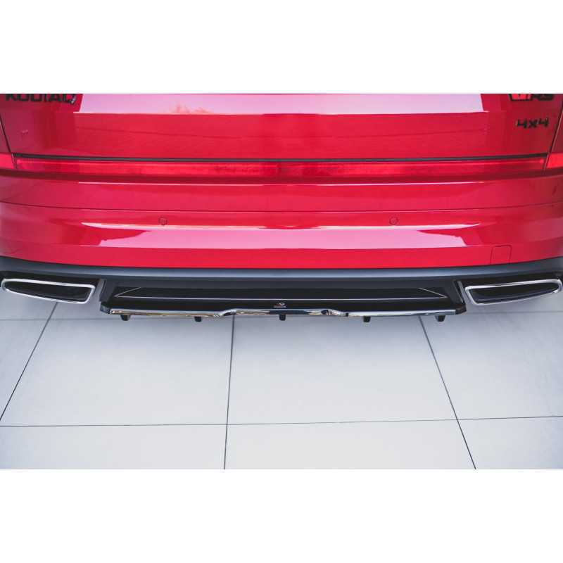 Maxton Design-Central Arriere Splitter (avec une barre verticale) Skoda Kodiaq RS 