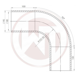 Durite silicone Ø80mm coude 90° noire 