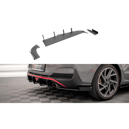 Maxton Design-Street Pro Lame Du Pare Chocs Arriere + Flaps Hyundai I30 Fastback N-Line Mk3 Facelift 