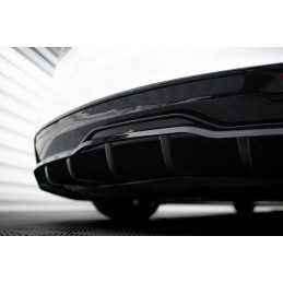 Maxton Design-Central Arriere Splitter (avec une barre verticale) V.1 Tesla Model S Plaid Mk1 Facelift 