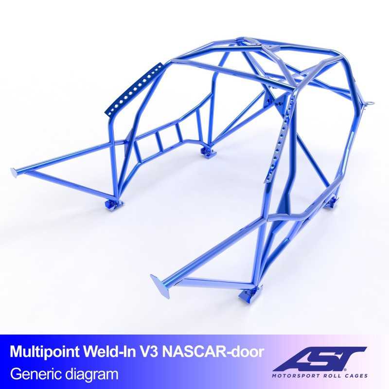 Arceau de Sécurité BMW (E30) 3-Series 4-doors Sedan RWD MULTIPOINT WELD IN V3 NASCAR-door pour drift Arceau de Sécurité BMW (E30) 3-Series 4-doors Sedan RWD MULTIPOINT WELD IN V3 NASCAR-door pour drift
