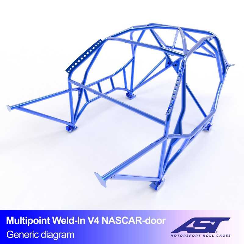 Arceau de Sécurité NISSAN Silvia (S14) 2-doors Coupe MULTIPOINT WELD IN V4 NASCAR-door pour drift 